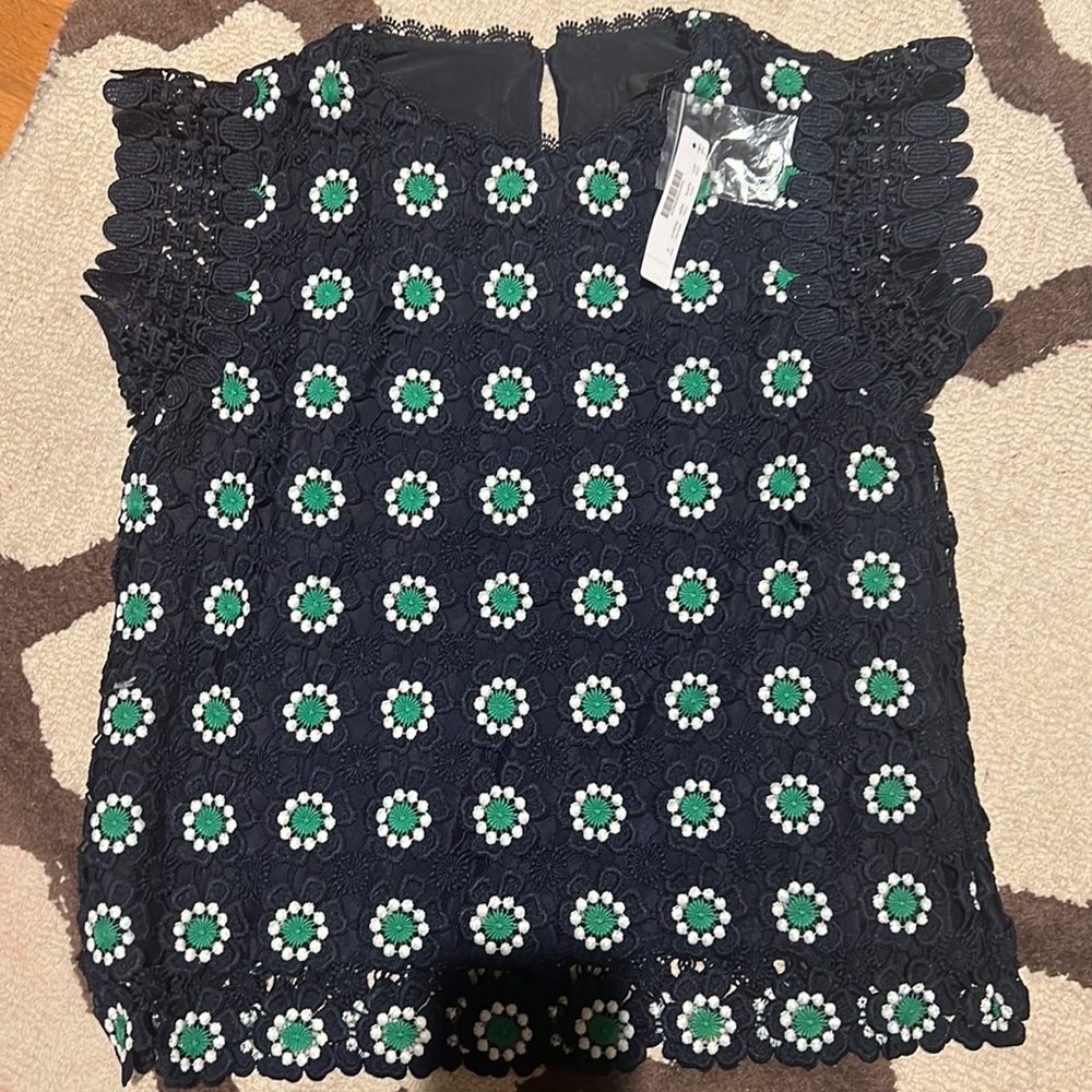 JCrew size S floral lace navy top